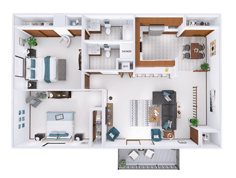 a 3d rendering of a floor plan of a house